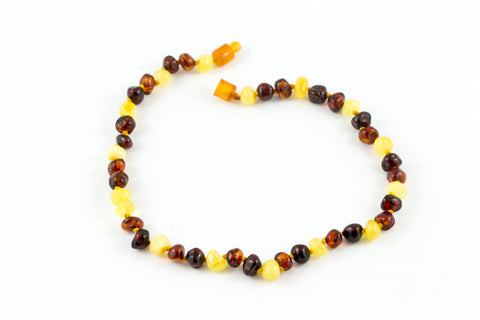 100% CERTIFIED BALTICAMBER Teething Baby Necklace | Polished Multi