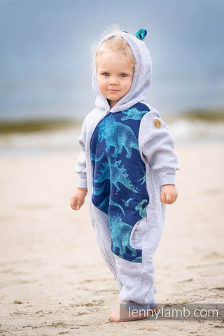 LennyLamb Cotton Bear Romper - Gray Melange & Jurassic Park | Evolution *Pre-Order