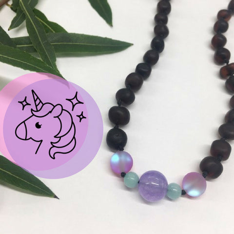 100% CERTIFIED BALTICAMBER Teething Baby Necklace | Unicorn