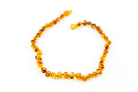 100% CERTIFIED BALTICAMBER Teething Baby Necklace | Polished Cognac