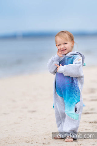 LennyLamb Cotton Bear Romper - Gray Melange & Peacock’s Tail | Fantasy *Pre-Order